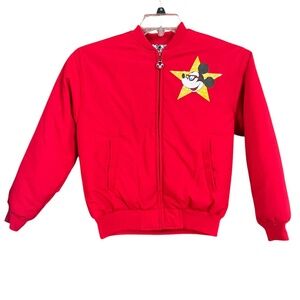 VTG Mickey & Co Red Disney Mickey Mouse Sequin Bomber Youth Jacket Size L
